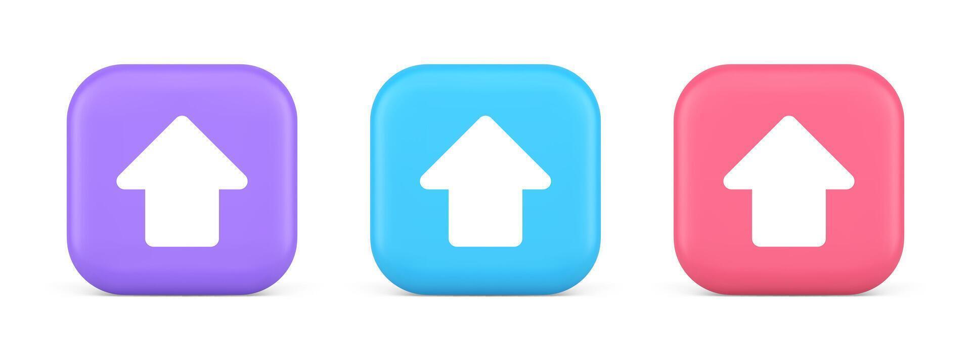 Arrow up button directional pointer cyberspace cursor 3d realistic icon vector