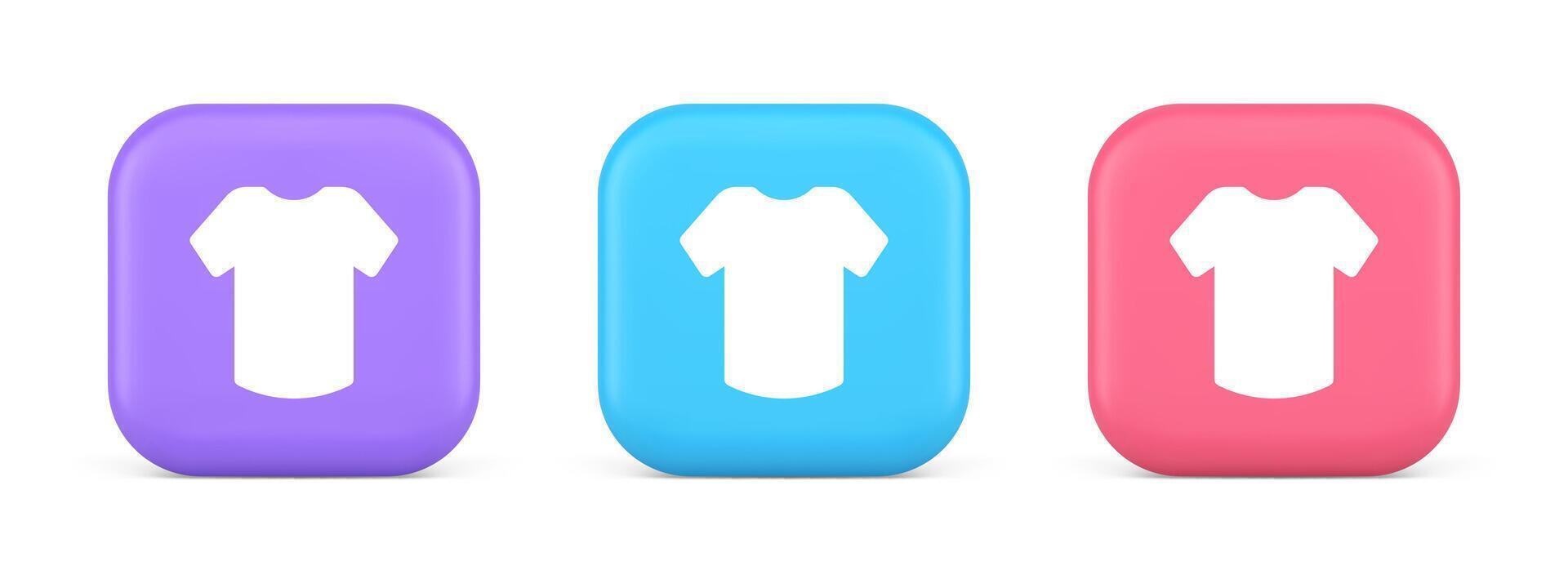 T shirt online shopping button internet order purchasing 3d realistic icon vector