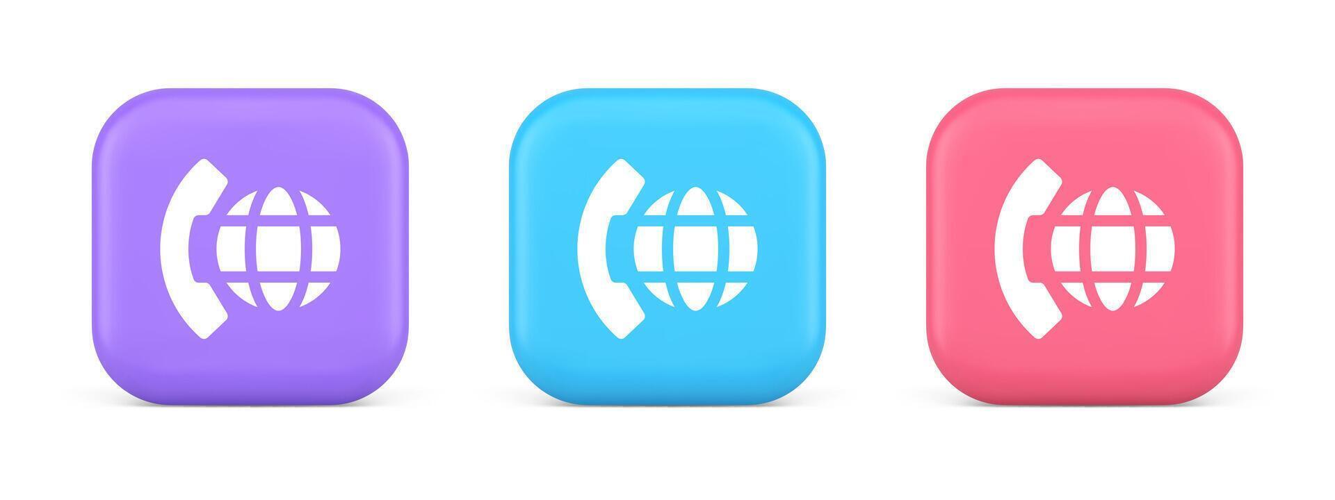 Phone call international global communication button cyberspace dialogue conversation 3d icon vector