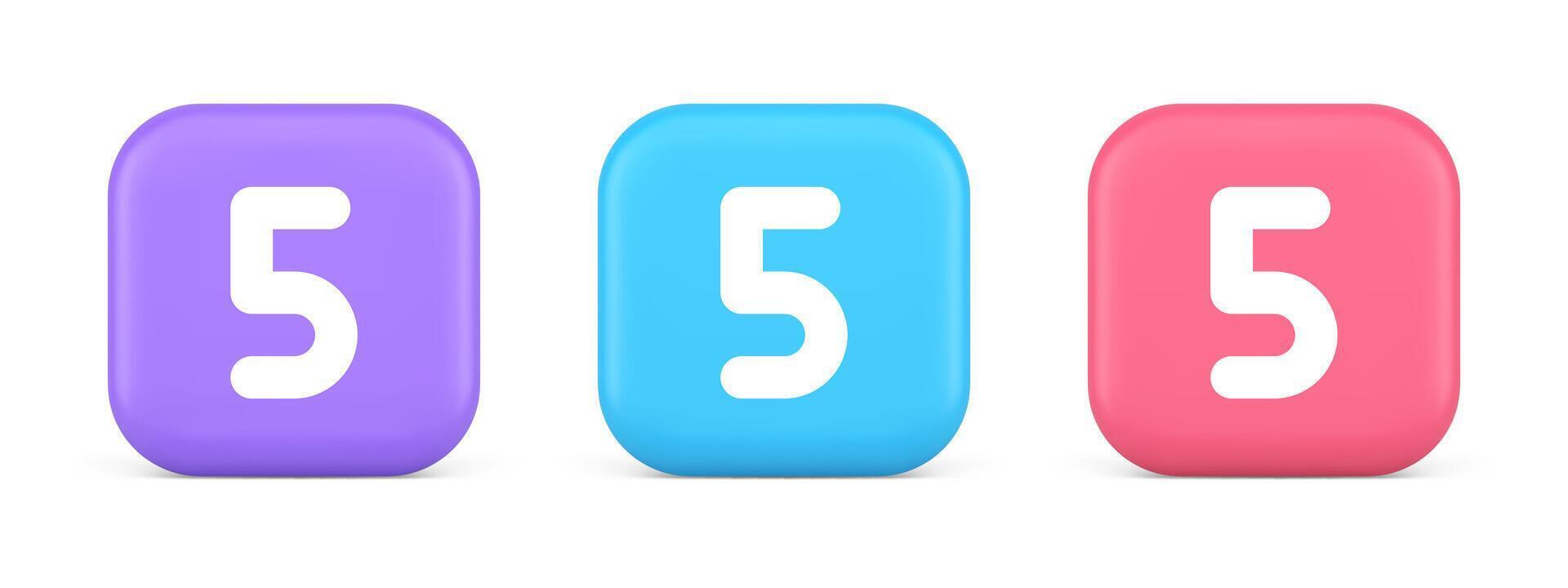 Five character calculator keyboard button financial counting 3d realistic icon vector