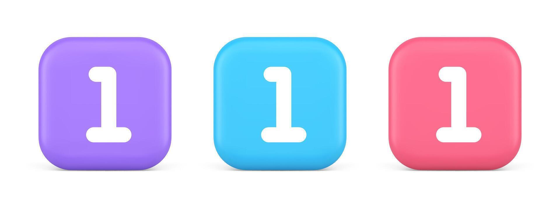 One number button finance counting panel keyboard user interface 3d realistic icon vector