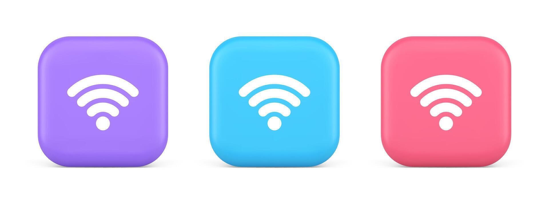 Wi fi internet connection button high speed wireless cyberspace digital network 3d icon vector