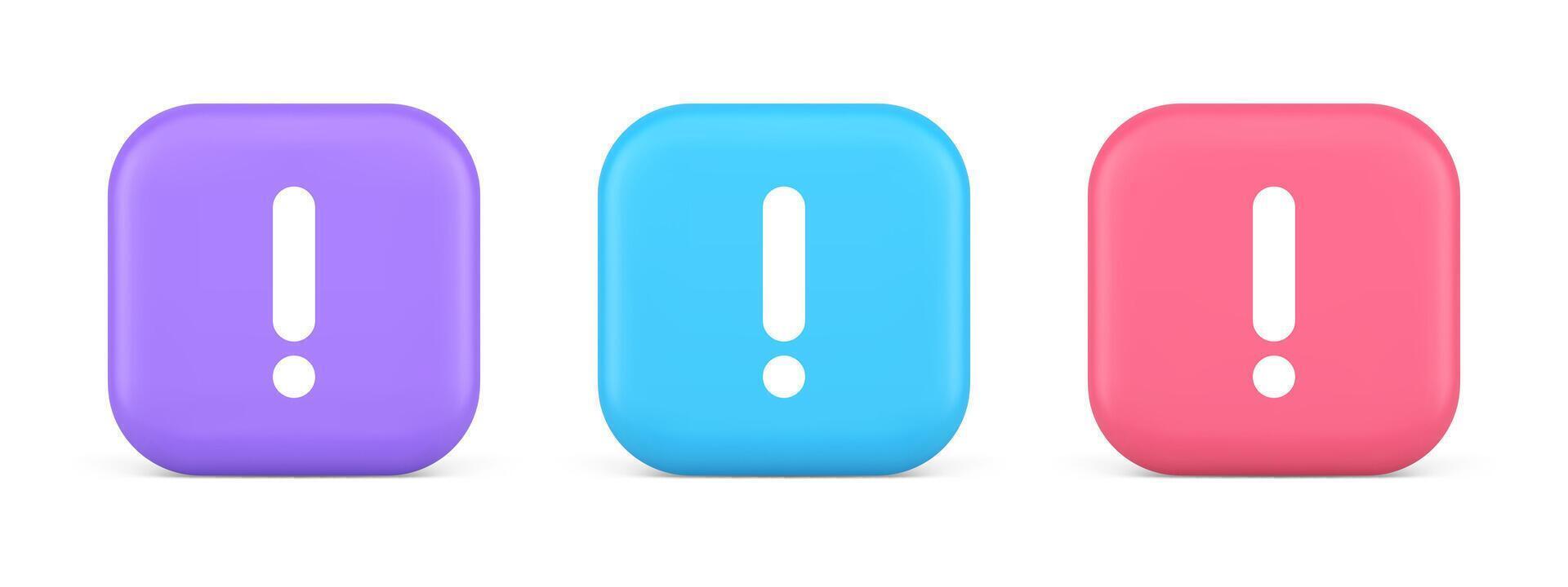 Exclamation mark keyboard button important attention point cyberspace communication 3d icon vector