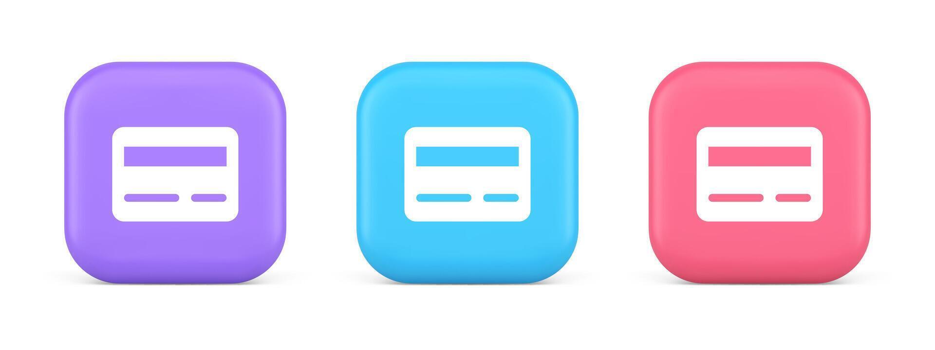 Credit debit card e money payment button digital financial banking account 3d realistic icon vector