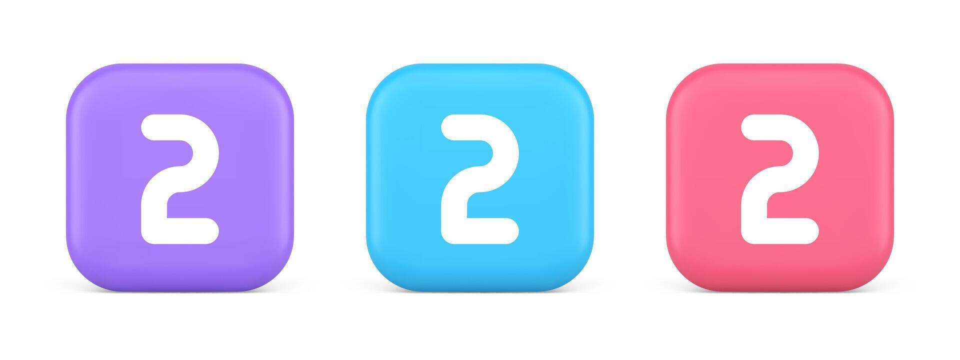 Two character button numeral cyberspace calculation service 3d realistic icon vector