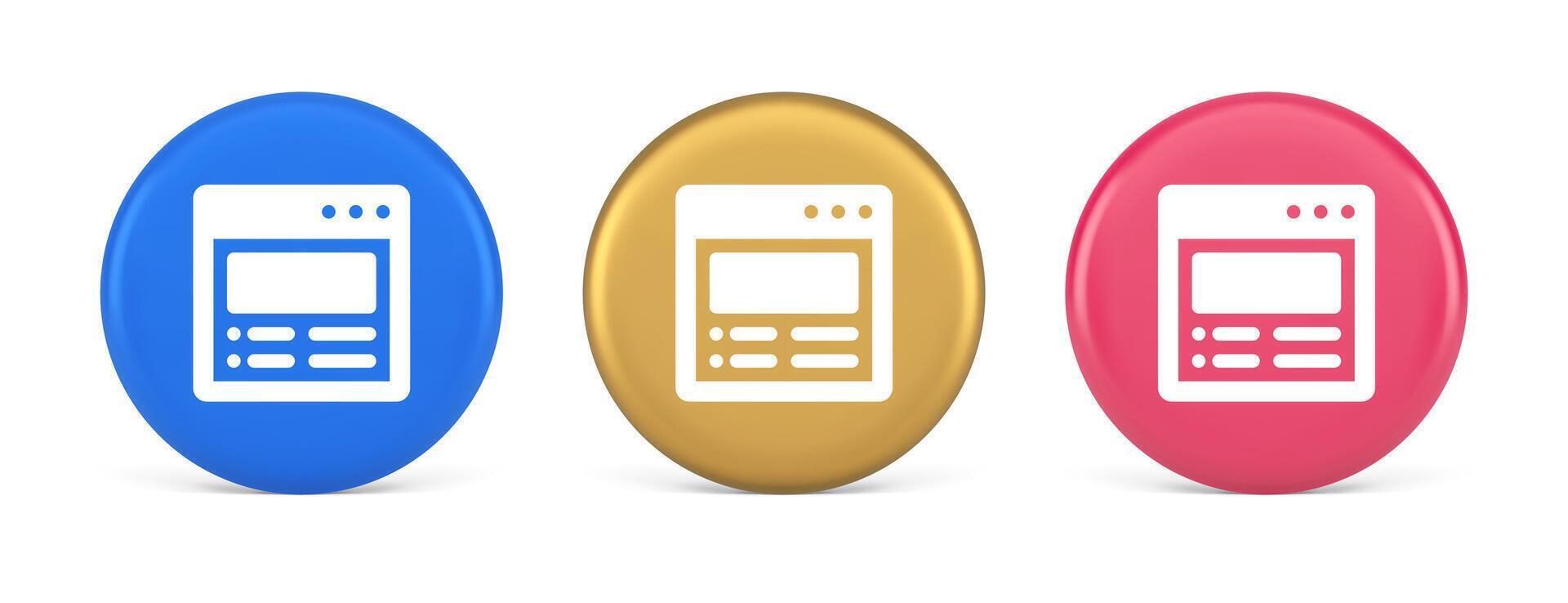 Internet document tax form banking account web page button virtual browsing interface 3d circle icon vector