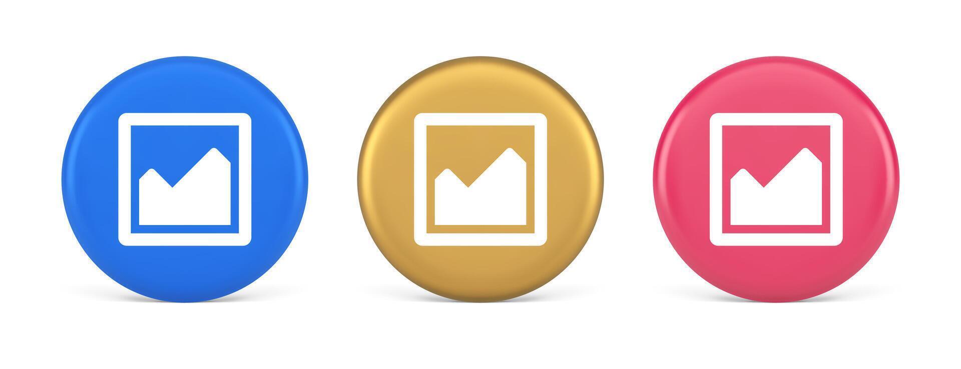 Graph diagram mathematical profit business button 3d realistic circle icon vector