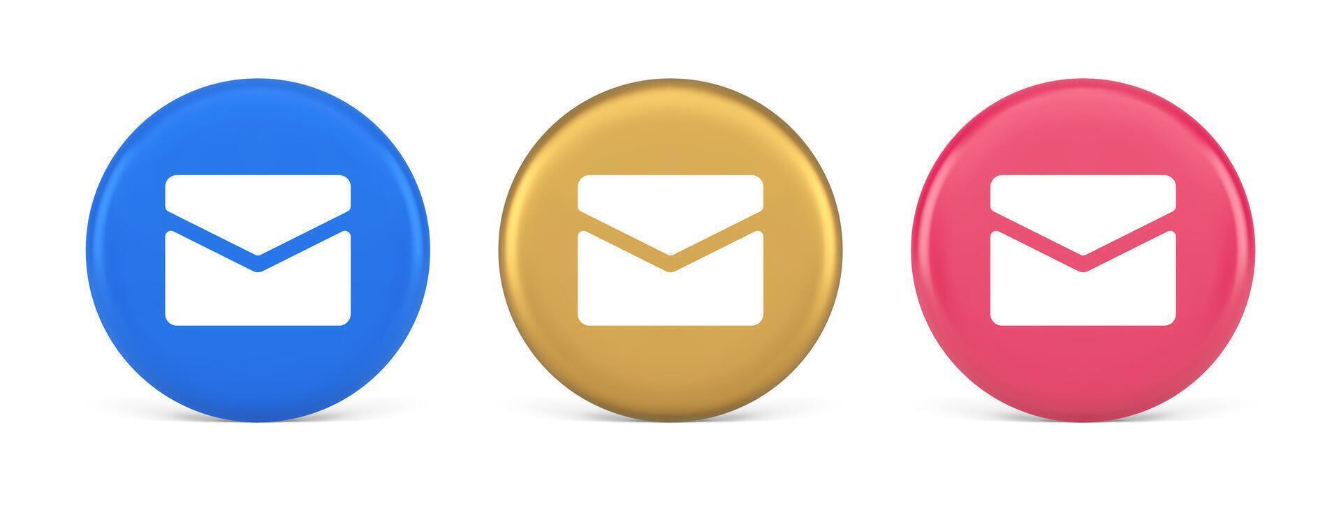 Newsletter inbox chat message button remotely communication digital notification 3d circle icon vector
