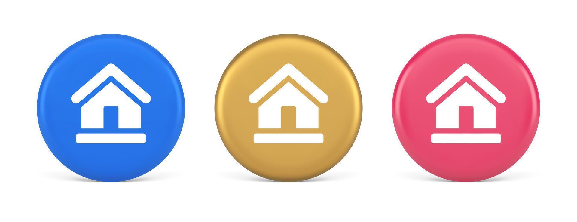 Homepage main page cyberspace address button web interface menu emblem 3d realistic circle icon vector