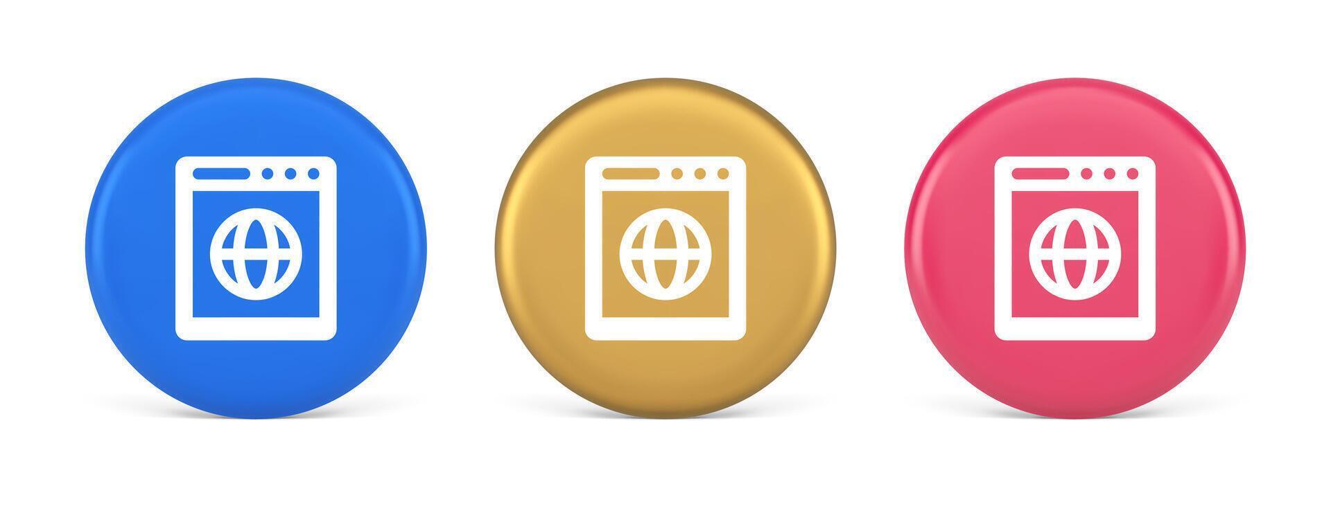 Internet browser global wireless connection button cyberspace virtual networking 3d circle icon vector