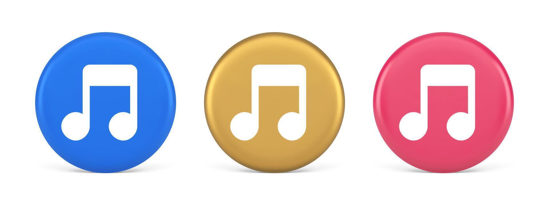 Music note audio sound button audio sound listening production 3d realistic circle icon vector
