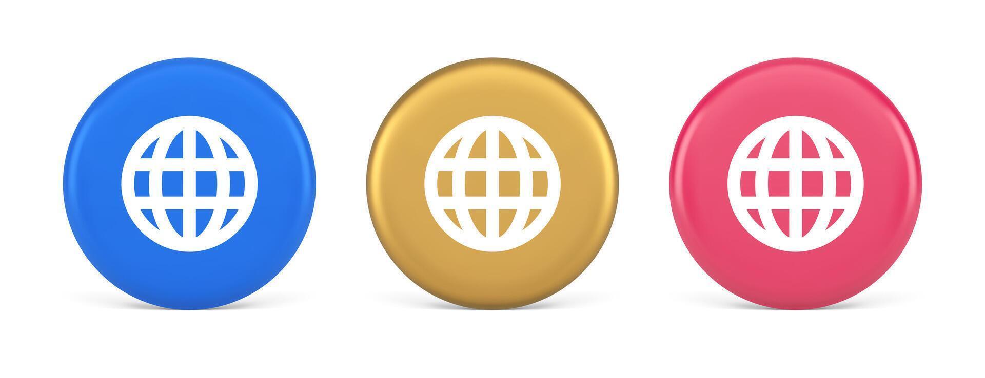 Internet connection global browsing information button cyberspace data search 3d circle icon vector