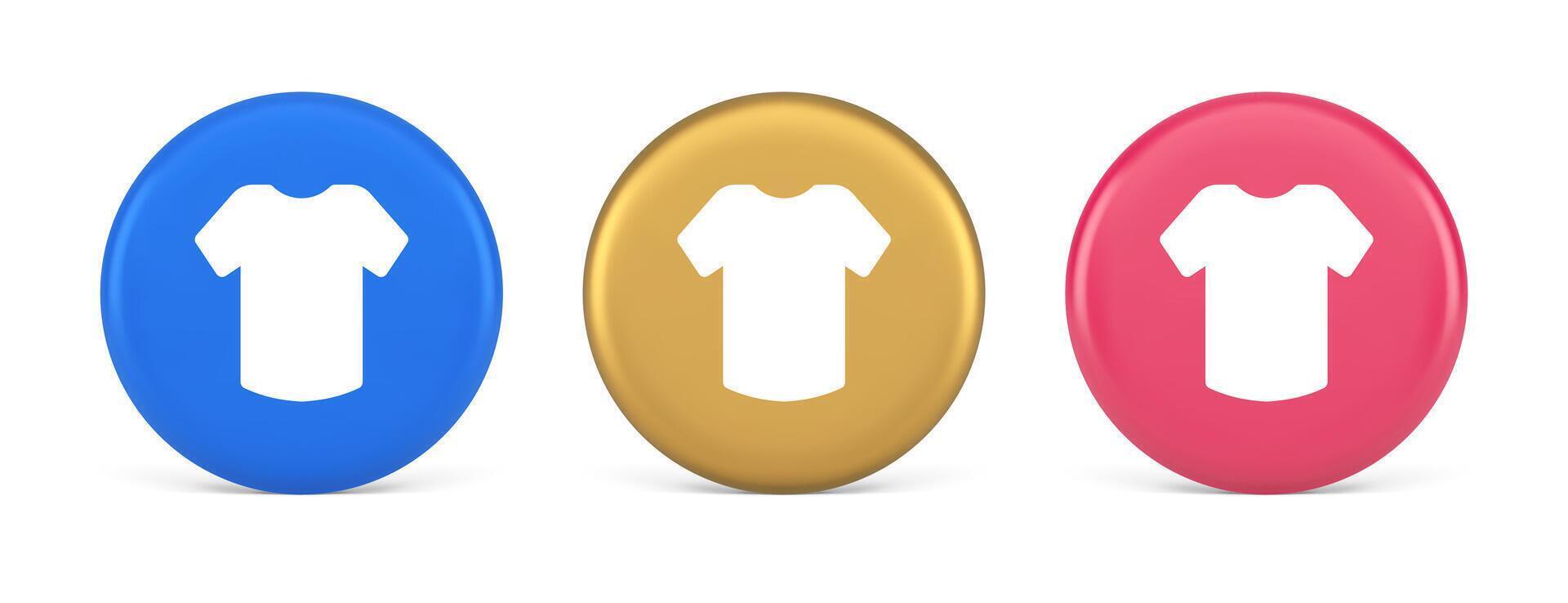 T shirt online shopping button internet order purchasing 3d realistic circle icon vector