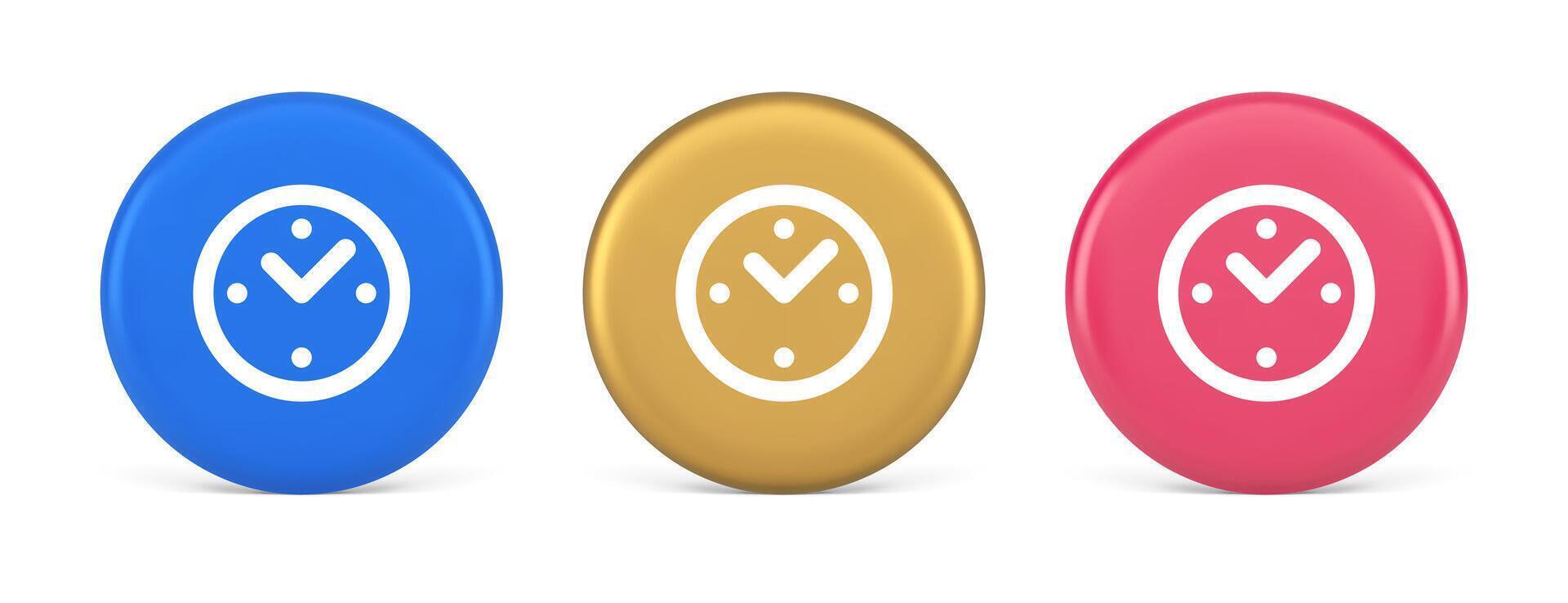 Alarm clock time countdown button deadline measurement 3d realistic circle icon vector