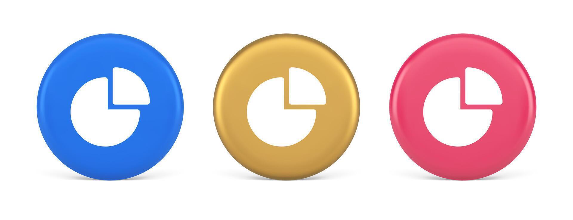Chart pie diagram piece button business presentation financial report 3d realistic circle icon vector
