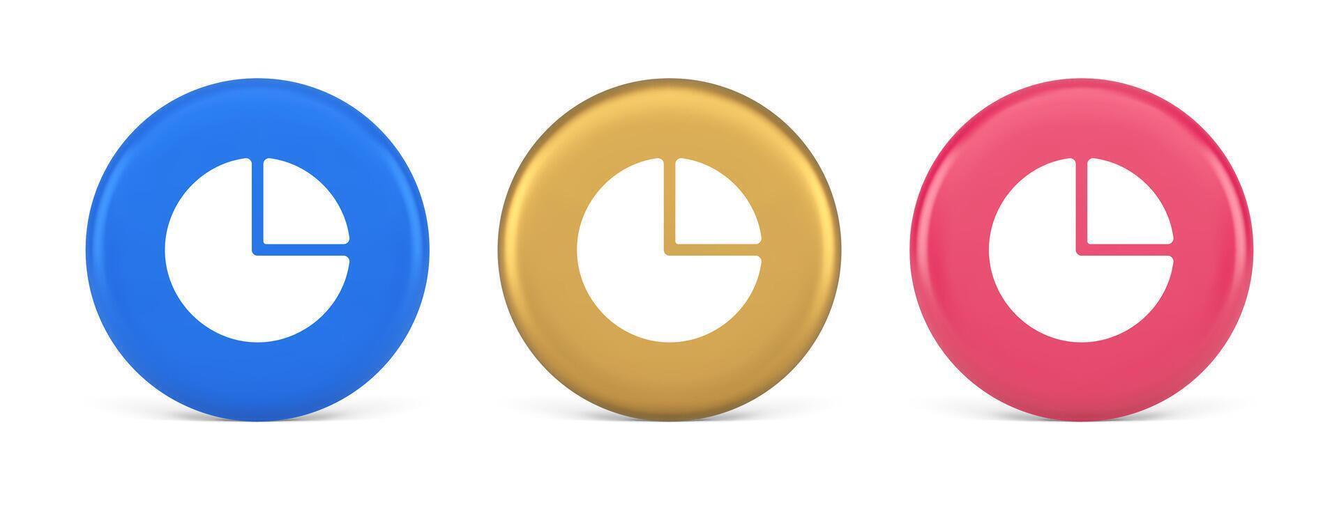 Diagram pie circle chart piece section 3d realistic circle icon vector