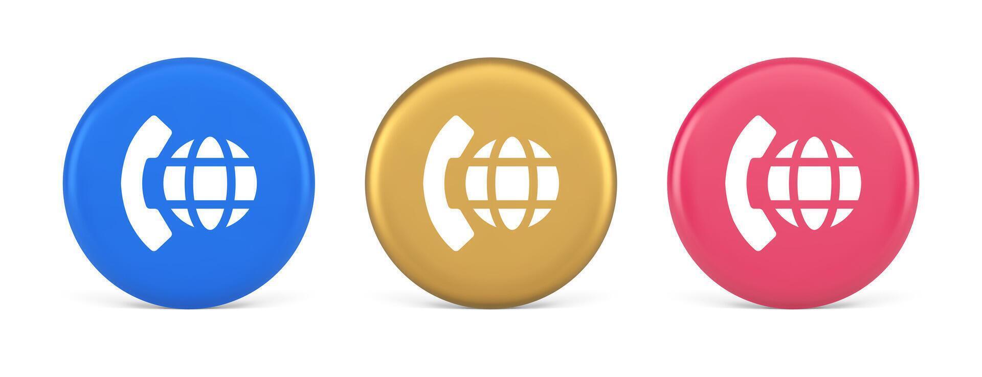 Phone call international global communication button cyberspace dialogue conversation 3d circle icon vector