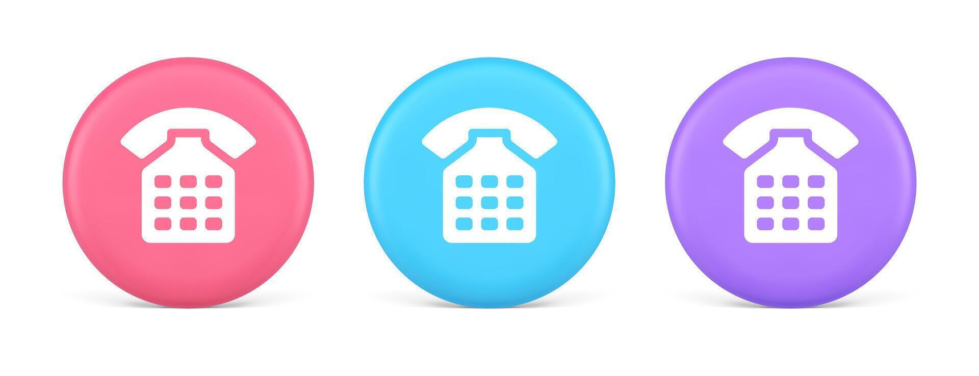 Phone call contact communication web button helpline hotline 3d realistic circle icon vector