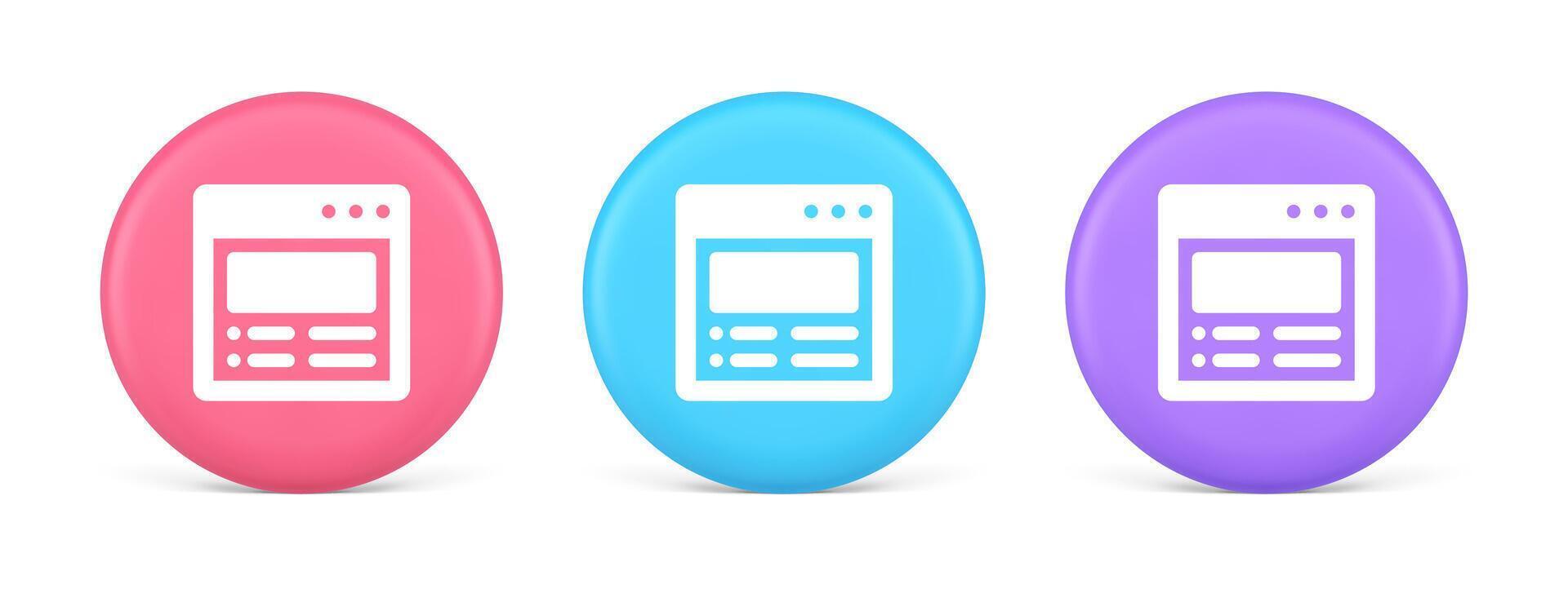 Internet document tax form banking account web page button virtual browsing interface 3d circle icon vector