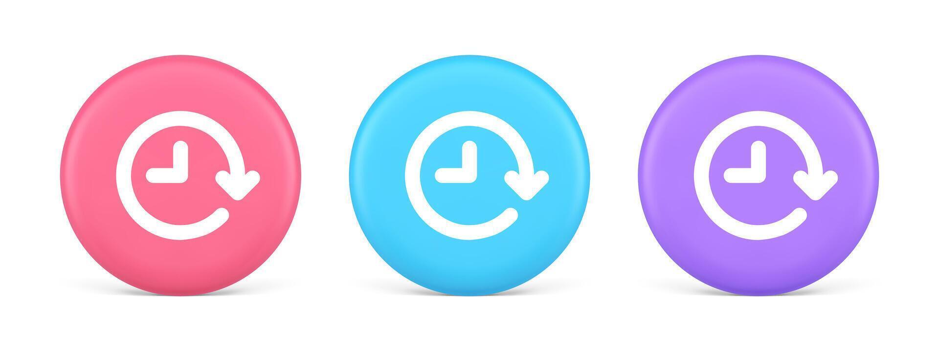 Clock in circle arrow button time countdown deadline chronometer 3d realistic circle icon vector