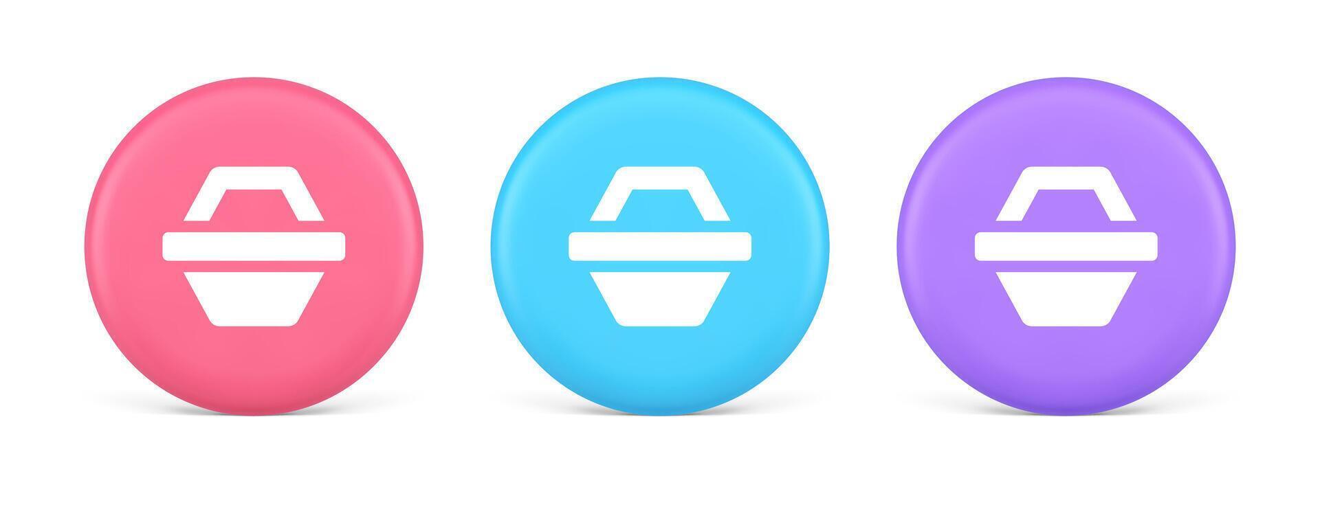 Shop cart digital commercial retail button marketplace global market app design 3d circle icon vector