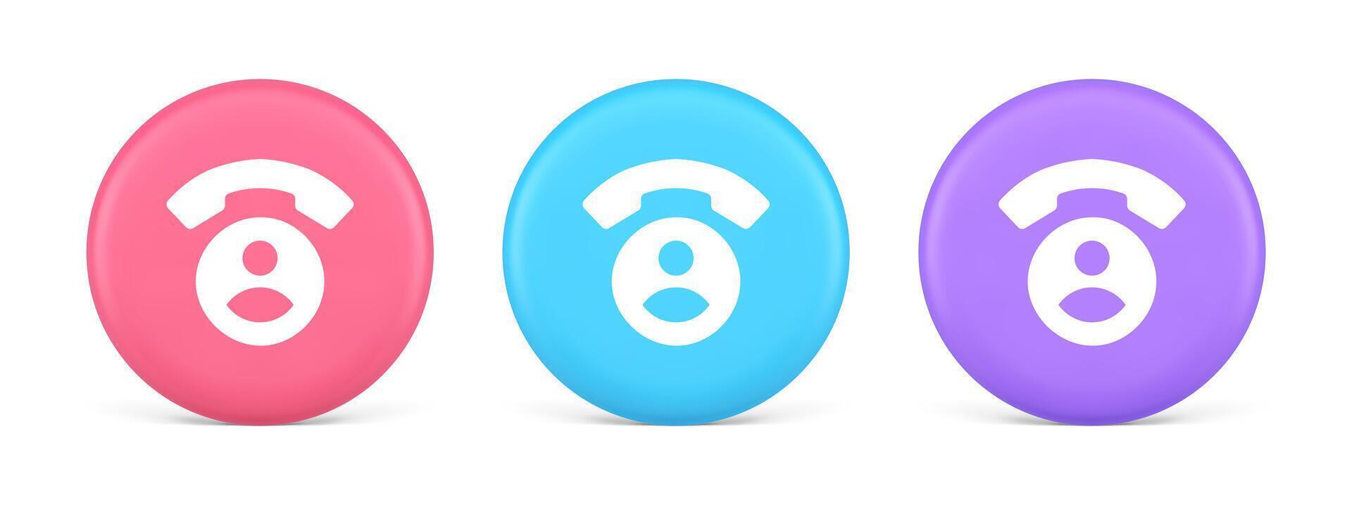 Contact phone call voice communication button dialog assistance helpline consulting 3d circle icon vector