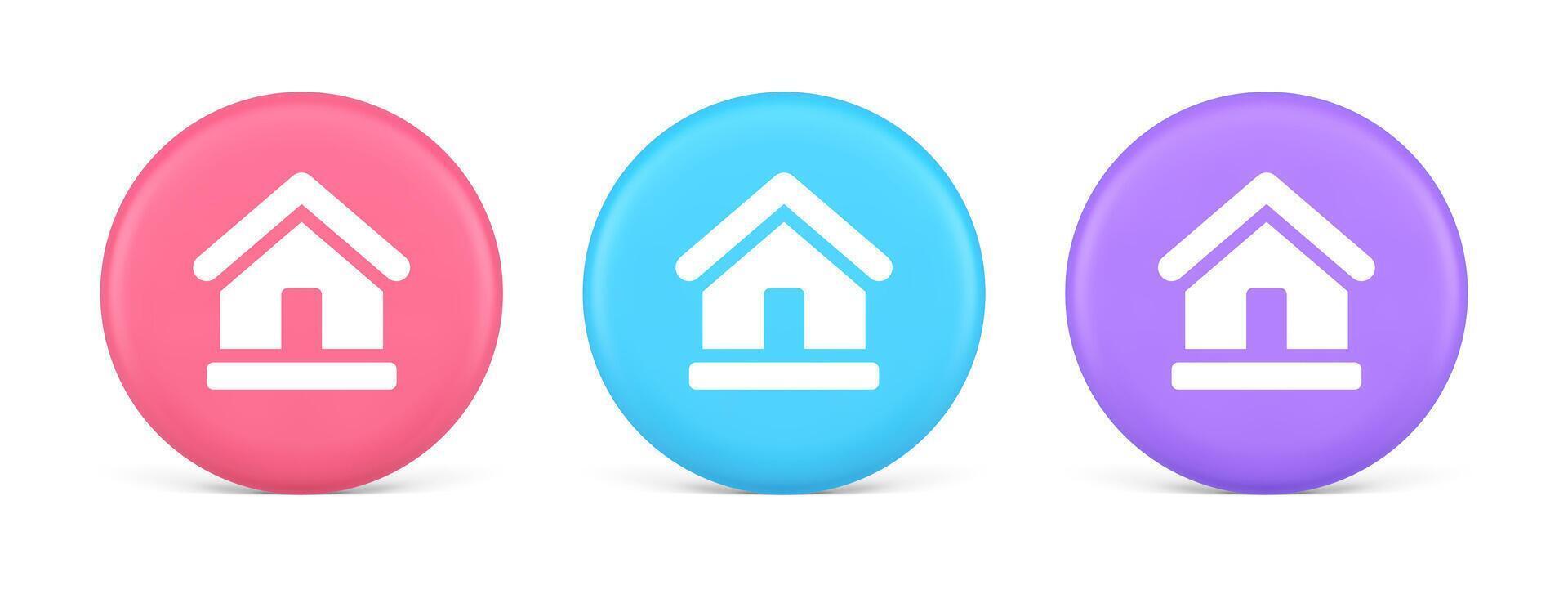 Homepage main page cyberspace address button web interface menu emblem 3d realistic circle icon vector