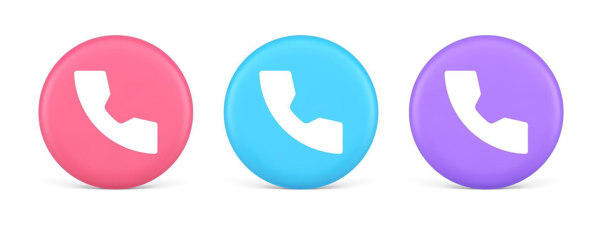 Phone call contact voice communication button web application design 3d realistic circle icon vector