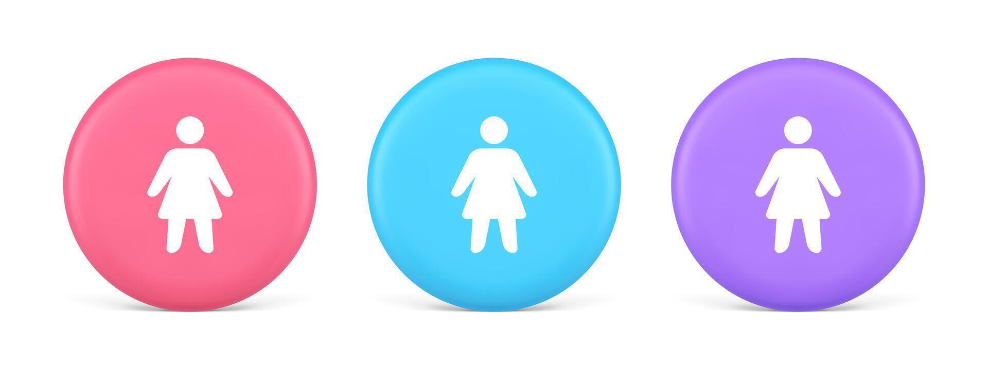 Woman silhouette staff member unrecognizable person button user profile interface 3d circle icon vector