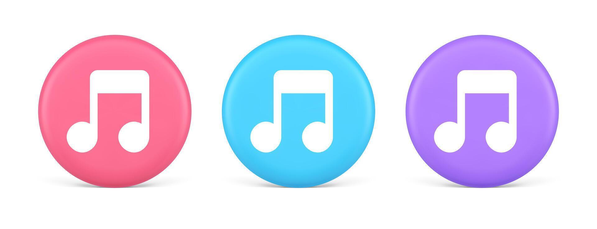 Music note audio sound button audio sound listening production 3d realistic circle icon vector