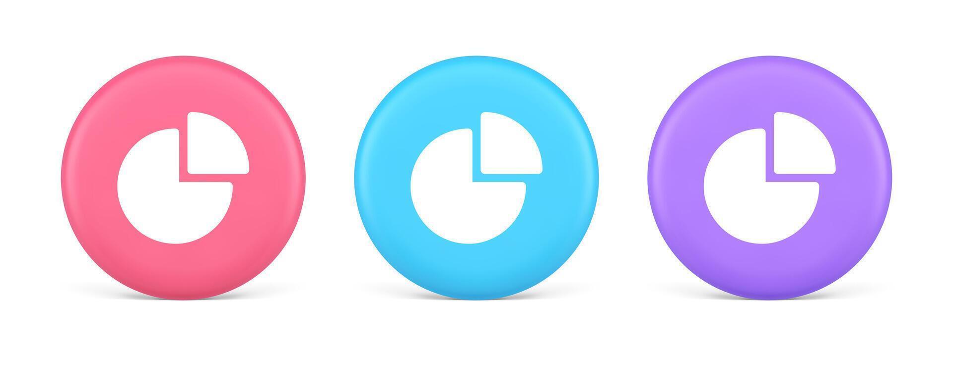Chart pie diagram piece button business presentation financial report 3d realistic circle icon vector