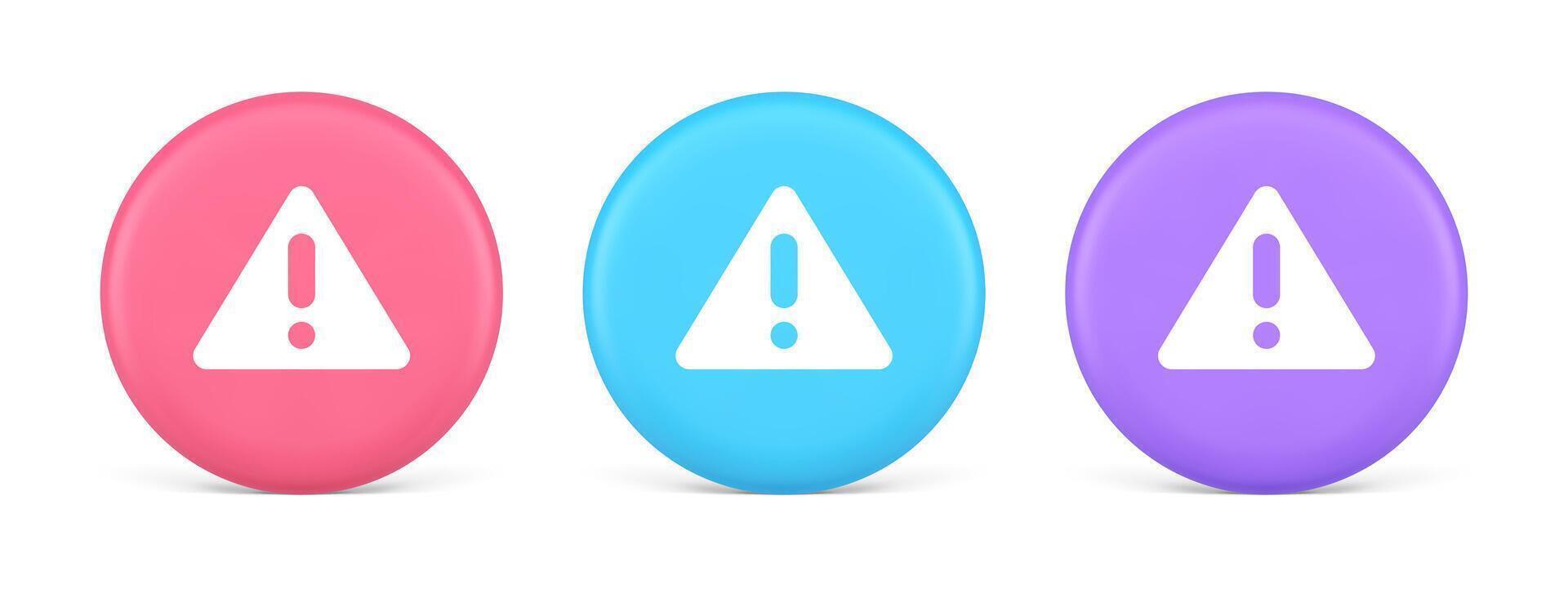 Exclamation point triangle button attention advice mark important information 3d circle icon vector