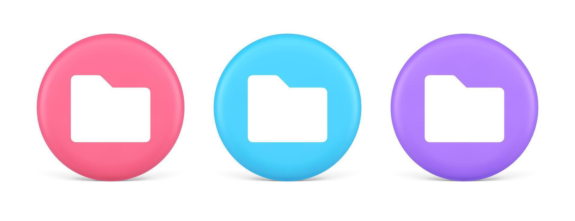 File folder archive directory button cyberspace digital document storage organizing 3d circle icon vector