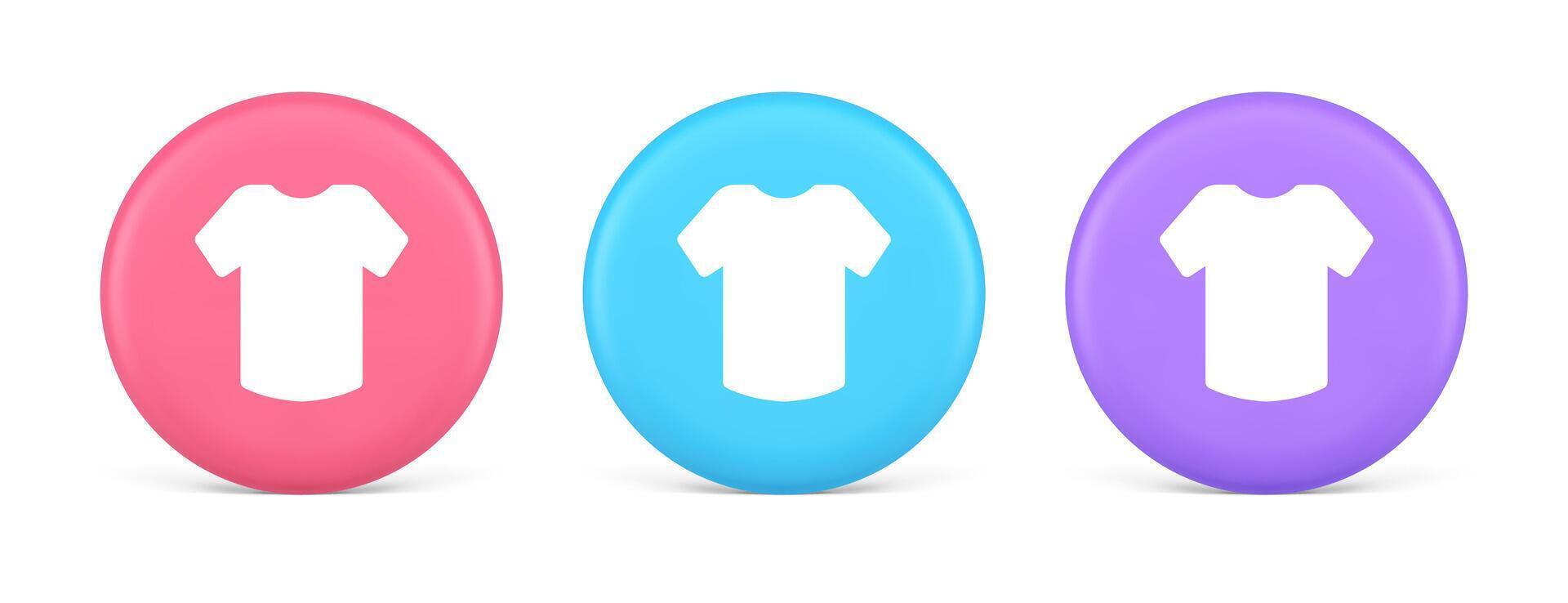 T shirt online shopping button internet order purchasing 3d realistic circle icon vector