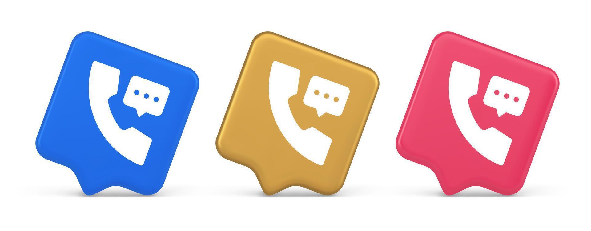 Helpline assistance chat consulting telephone customer support button 3d realistic speech bubble icon vector