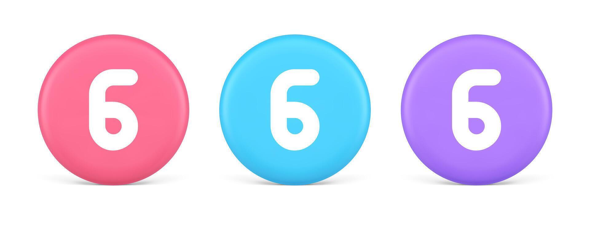 Six button number calculator finance counting user interface keyboard panel 3d circle icon vector