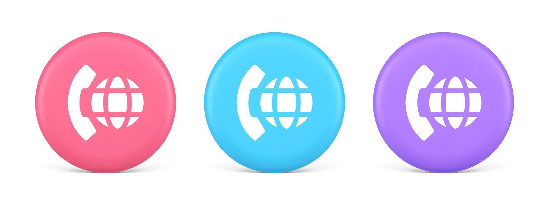 Phone call international global communication button cyberspace dialogue conversation 3d circle icon vector