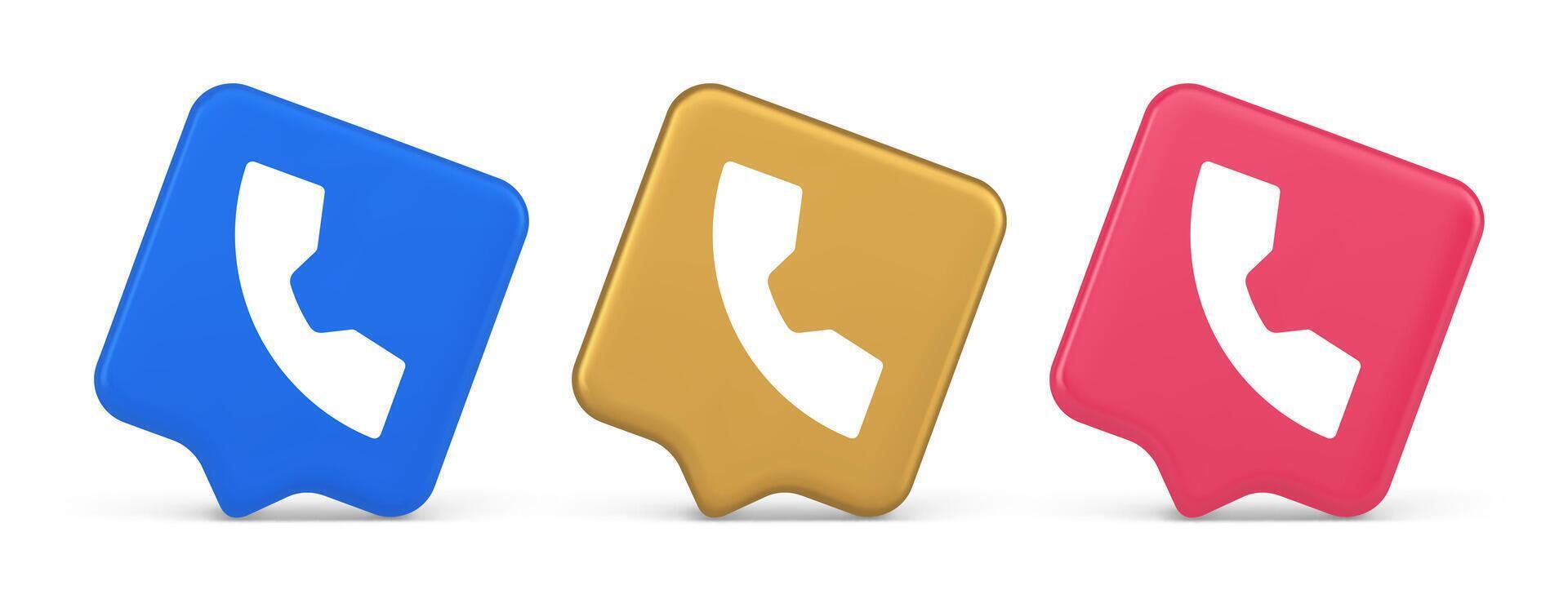 Phone call contact voice communication button web application design 3d realistic speech bubble icon vector