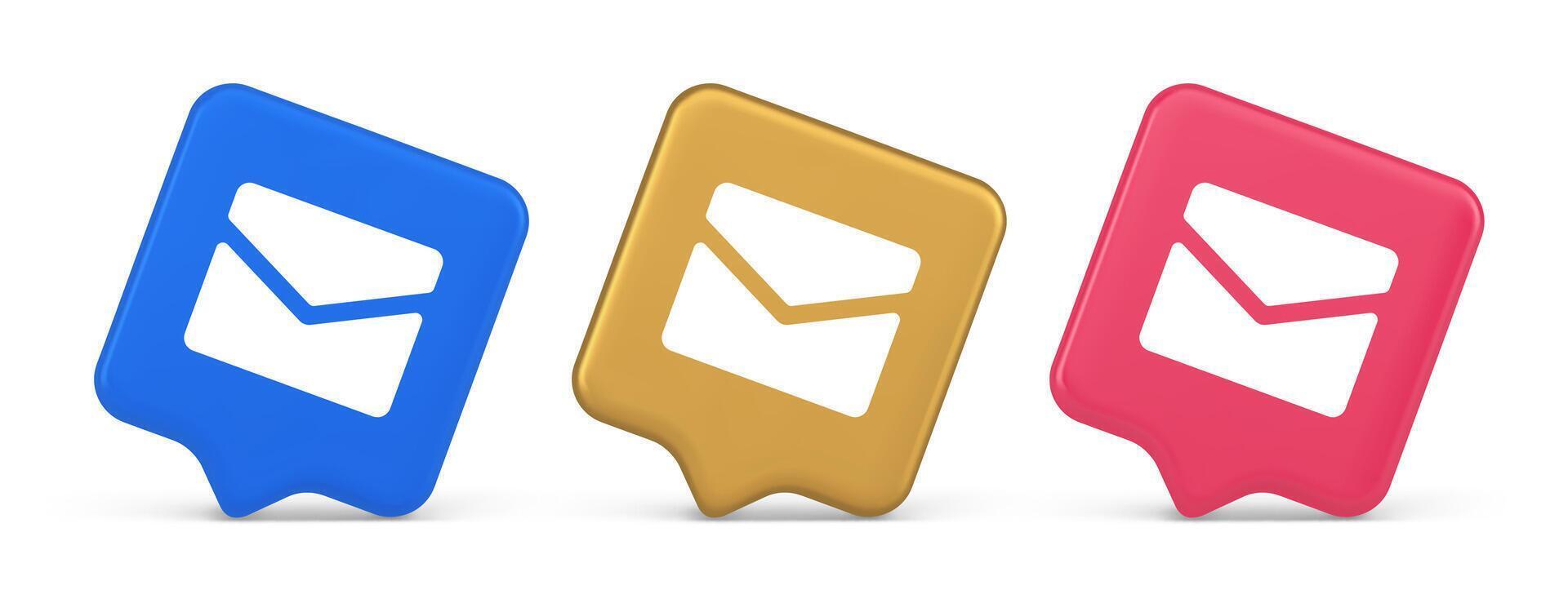 Newsletter inbox chat message button remotely communication digital notification 3d speech bubble icon vector