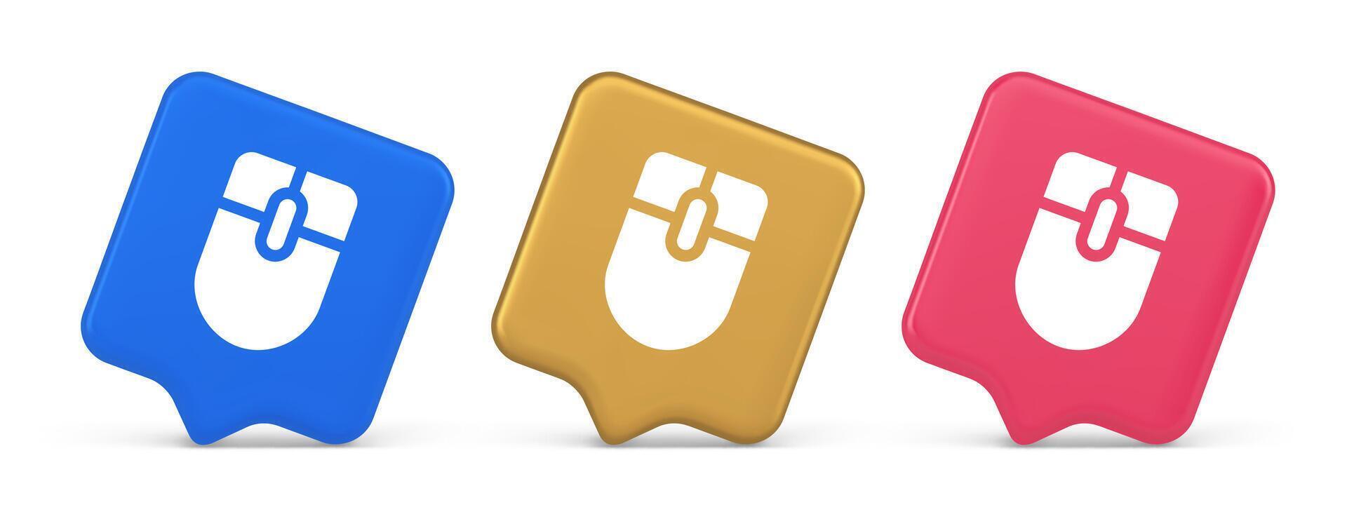 Mouse computer scrolling device cursor button click control cyberspace interface 3d speech bubble icon vector