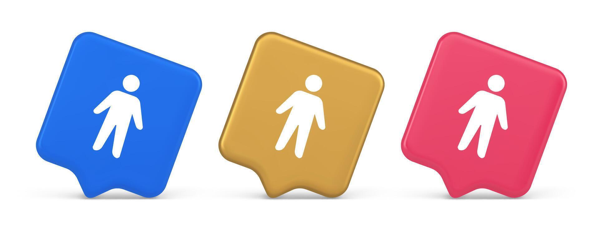 People member user button unrecognizable person human body web application 3d realistic speech bubble icon vector