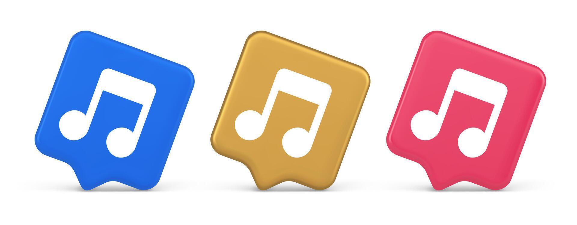 Music note audio sound button audio sound listening production 3d realistic speech bubble icon vector