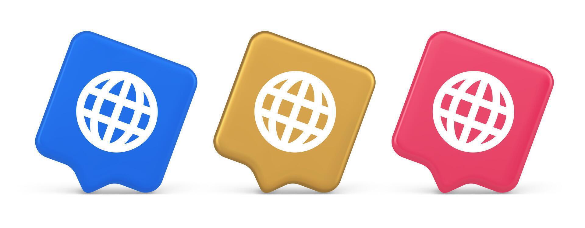 Internet connection global browsing information button cyberspace data search 3d speech bubble icon vector