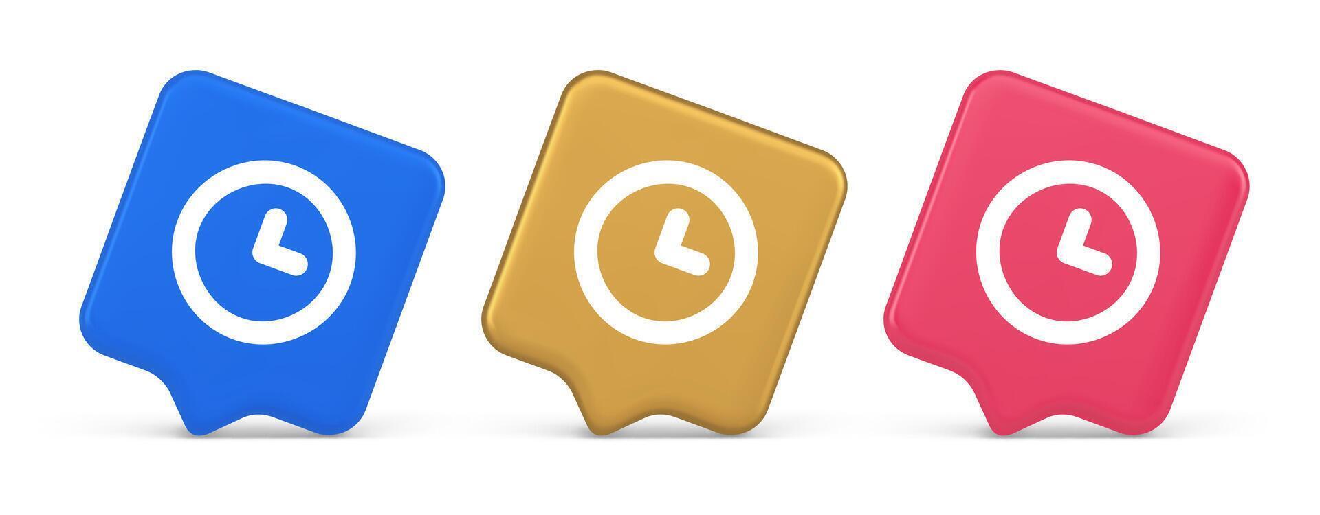 Timer countdown deadline control button time management watch web app design 3d speech bubble icon vector