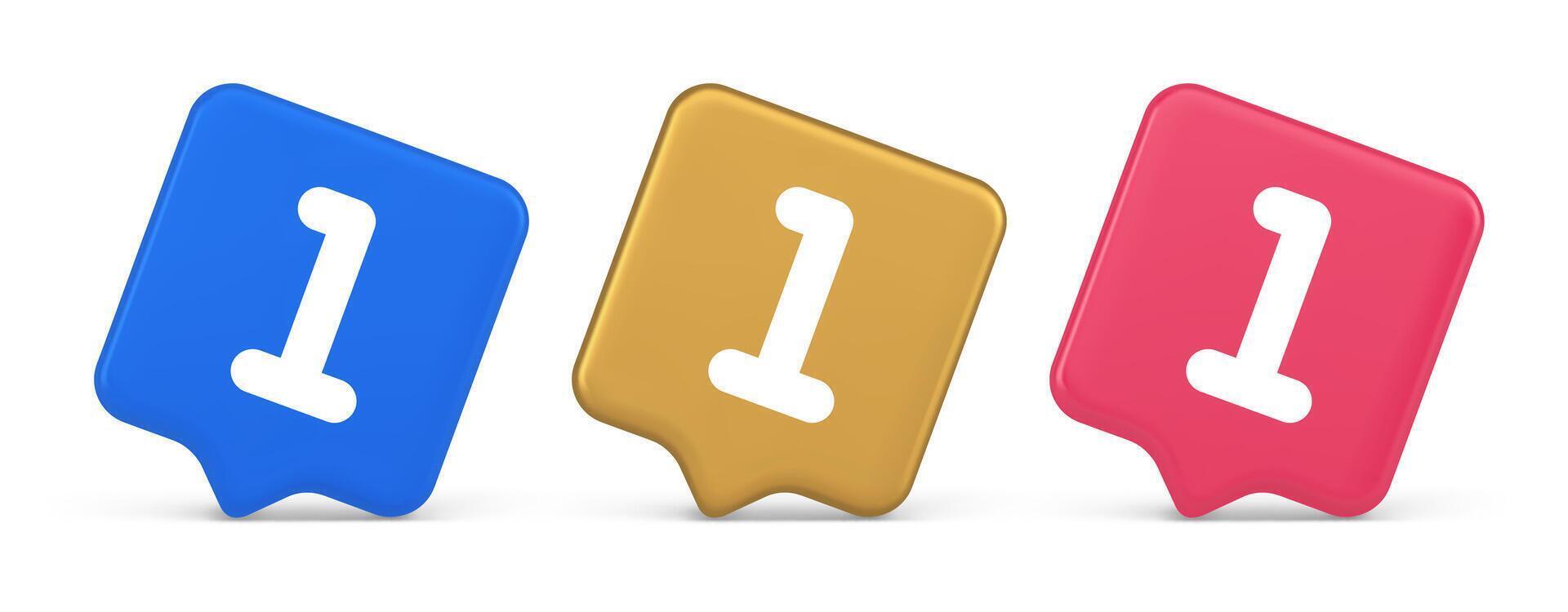 One number button finance counting panel keyboard user interface 3d realistic speech bubble icon vector