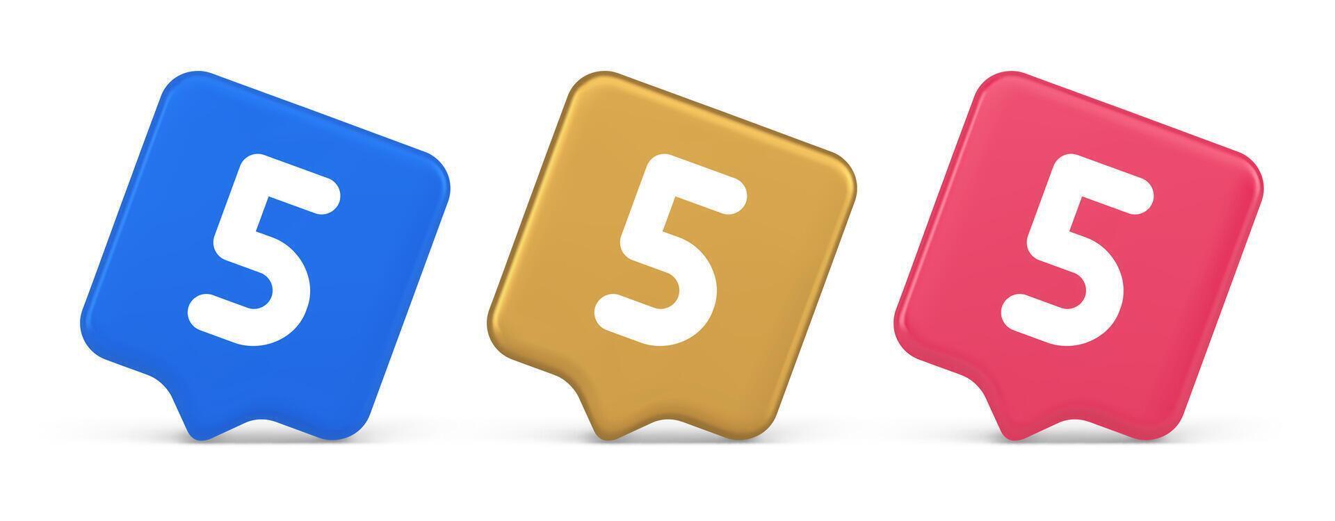 Five character calculator keyboard button financial counting 3d realistic speech bubble icon vector