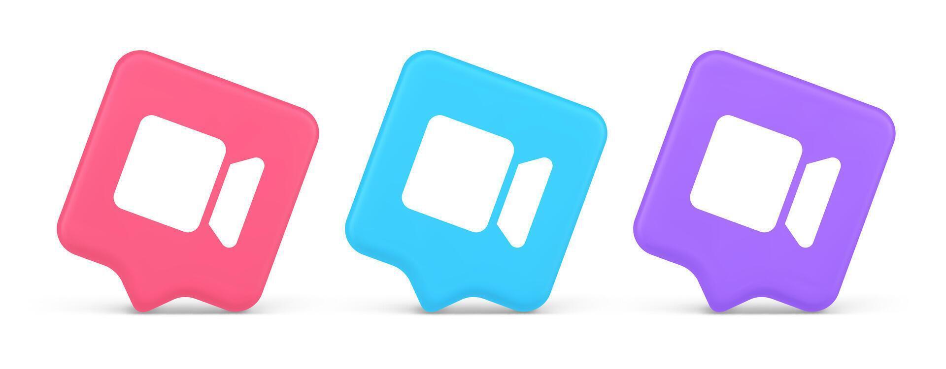 Camera photo shooting multimedia content creation button 3d realistic speech bubble icon vector
