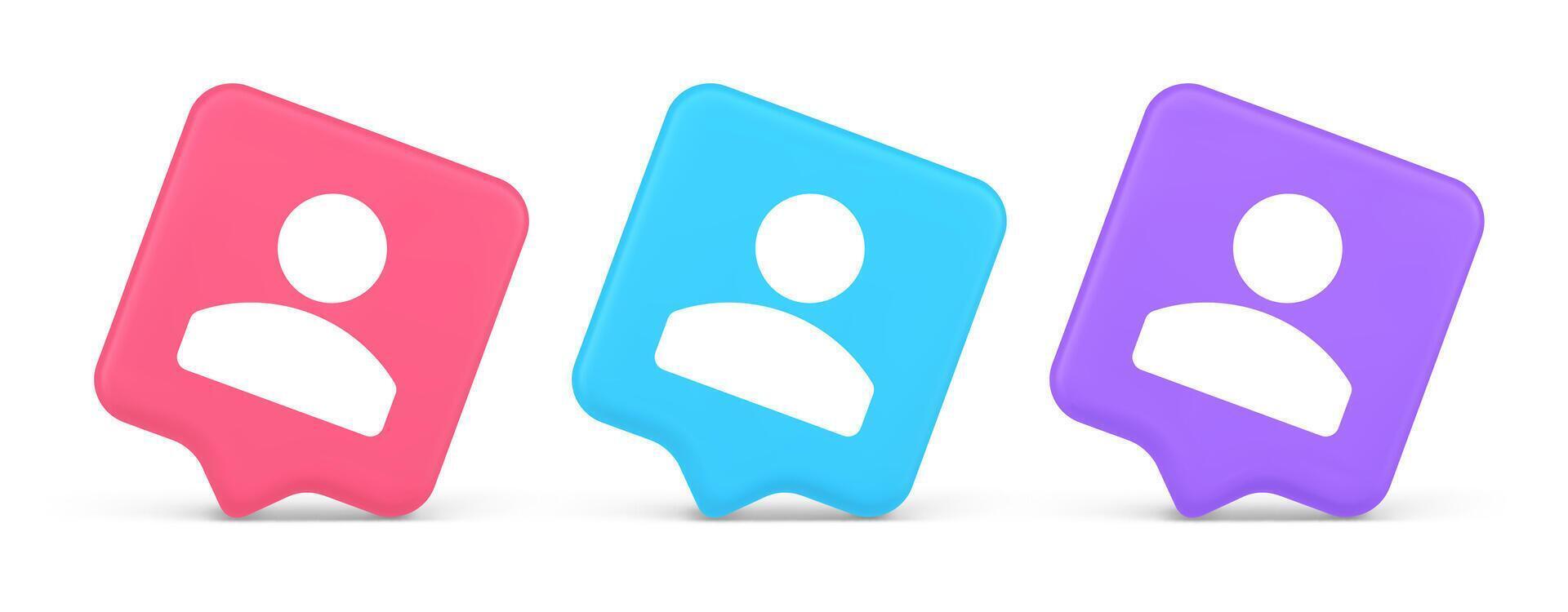 Contact staff call button corporate member communication chat internet service 3d speech bubble icon vector