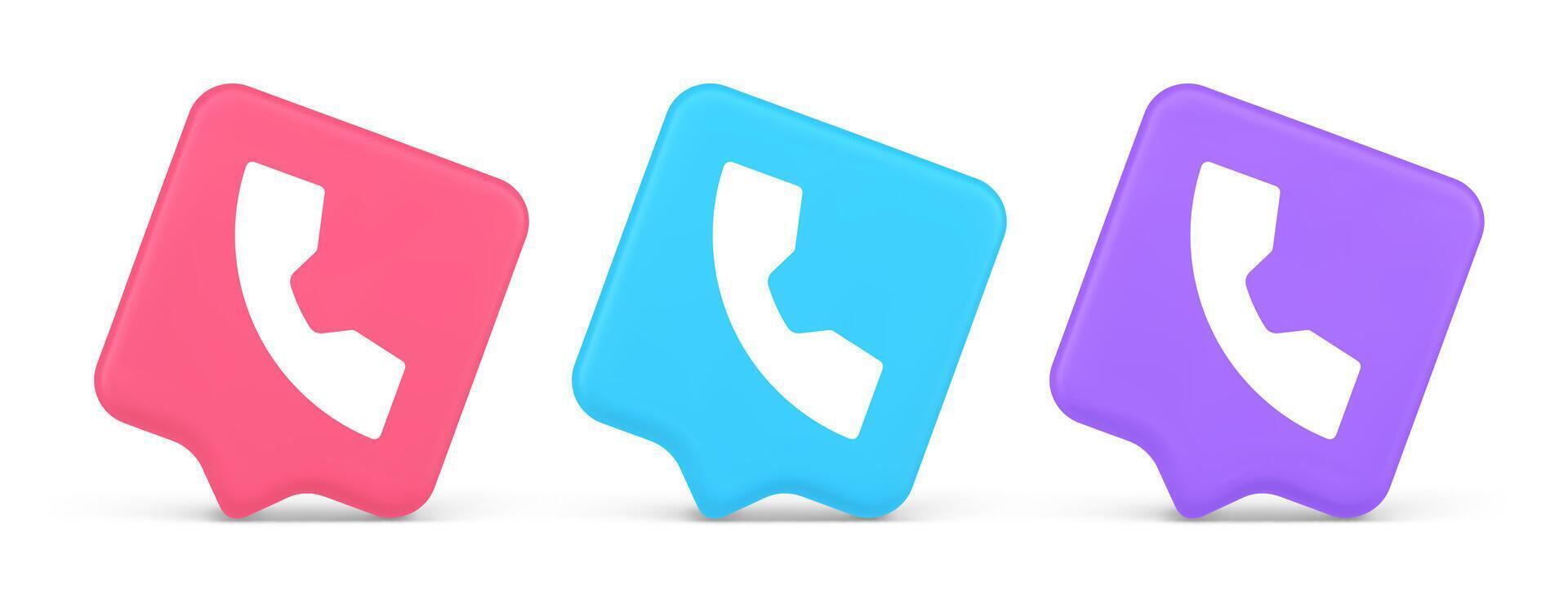 Phone call contact voice communication button web application design 3d realistic speech bubble icon vector