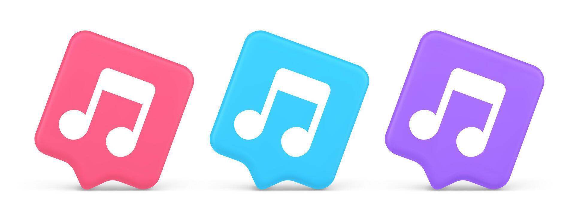 Music note audio sound button audio sound listening production 3d realistic speech bubble icon vector